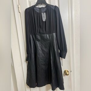 New with tag Gracia Chic Black Long Sleeve leather Dress size S